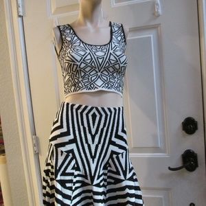 NVQ knit stretch top and skirt Sz S